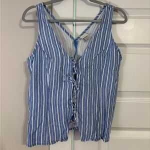 a new day Blue and White Striped Tank Top